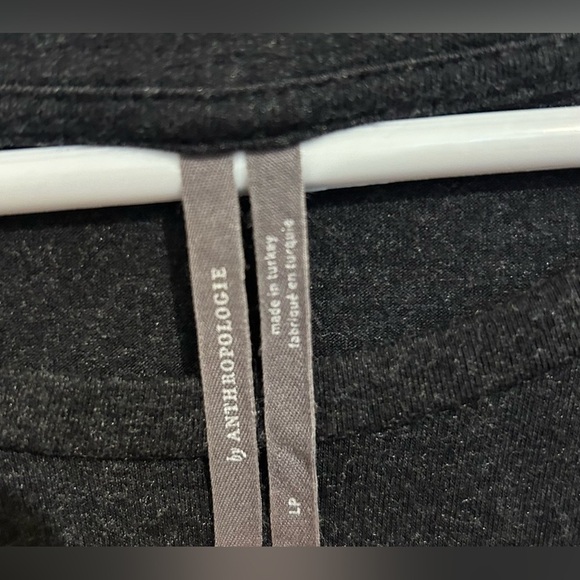 Anthropologie Draped Front Short Sleeve charcoal gray midi Dress large petite - Picture 4 of 5